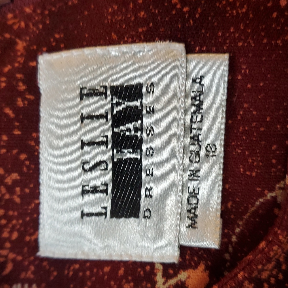 Leslie Fay Elegant Floral Sleeveless Burgundy Dress, Size 18 - Picture 8 of 13